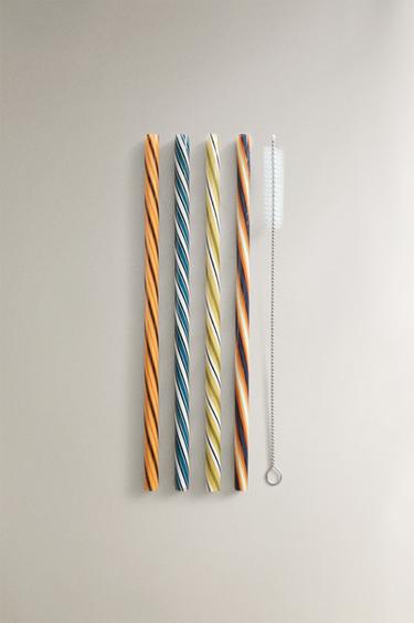 TRINKHALME GLAS SPIRALFORM (4ER-PACK) - Braun von Zara - Bild 0