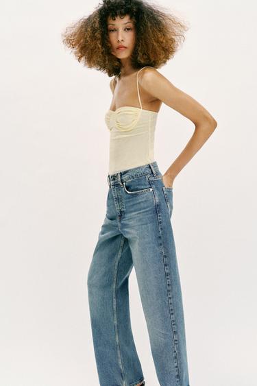 TIULOWE BODY Z MARSZCZENIEM - Żółty Zara