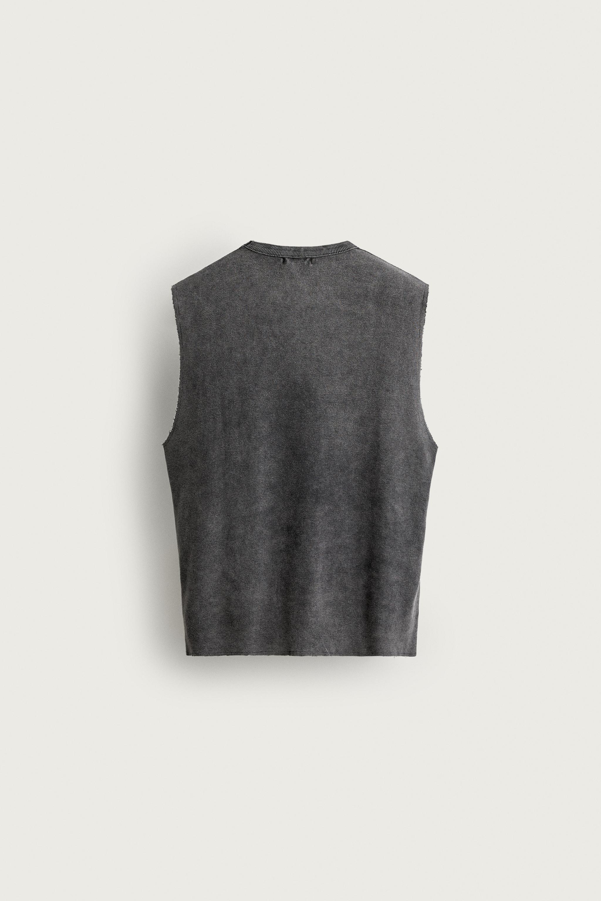 Мужские свитеры Zara WASHED PRINTED KNIT TANK TOP — фото 8