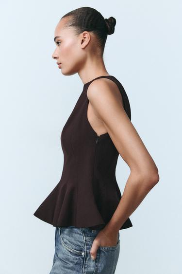 TOP PEPLUM - Berenjena oscuro de Zara
