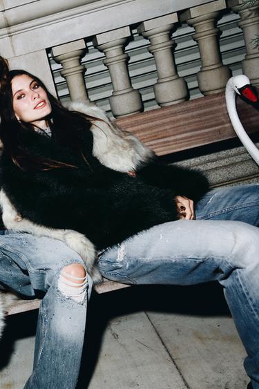 TRF RIPPED MID-WAIST STRAIGHT-LEG JEANS - Light blue by Zara