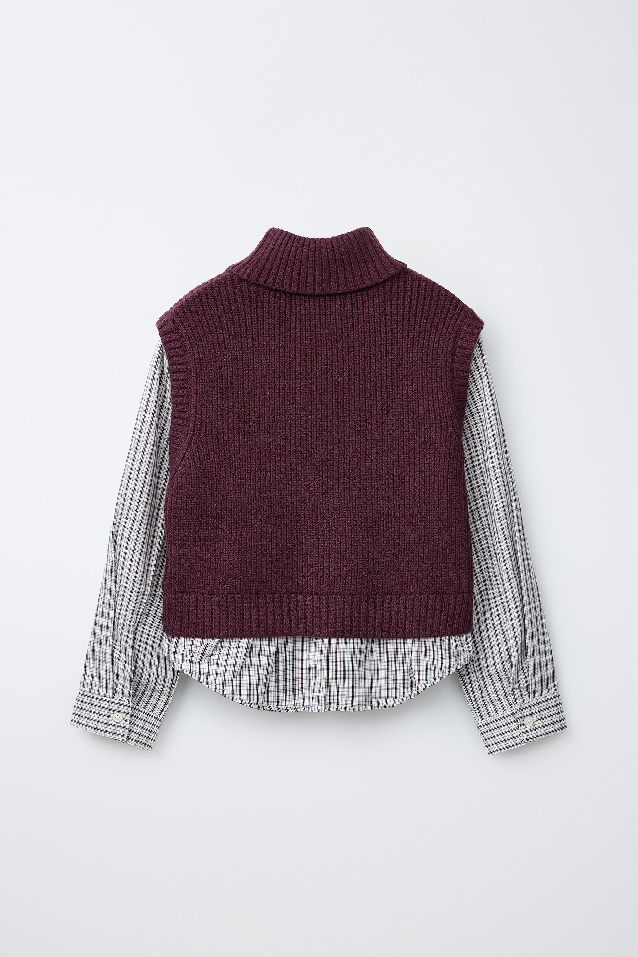 PLAID SHIRT WITH KNIT VEST