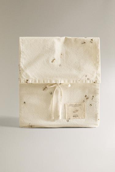 ENSEMBLE DRAPS MINI-LIT BÉBÉ IMPRIMÉ - Blanc cassé de Zara