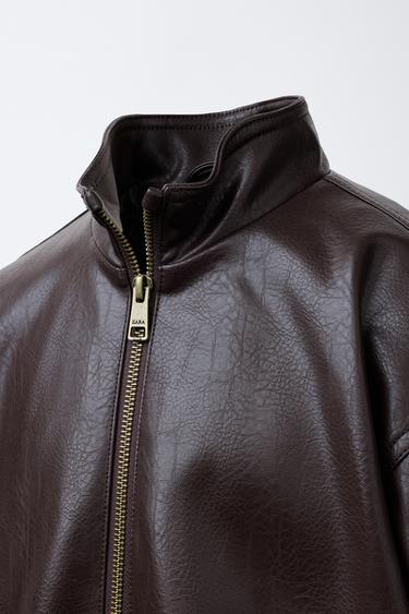 BLOUSON EN MATIÈRE SYNTHÉTIQUE - Marron de Zara - Image 4