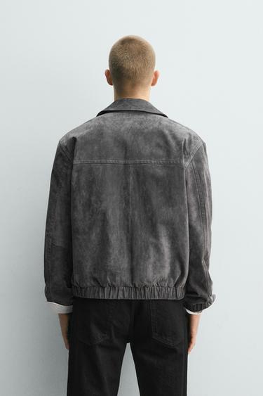 LEATHER SPLIT SUEDE JACKET - Grey by Zara - Image 2