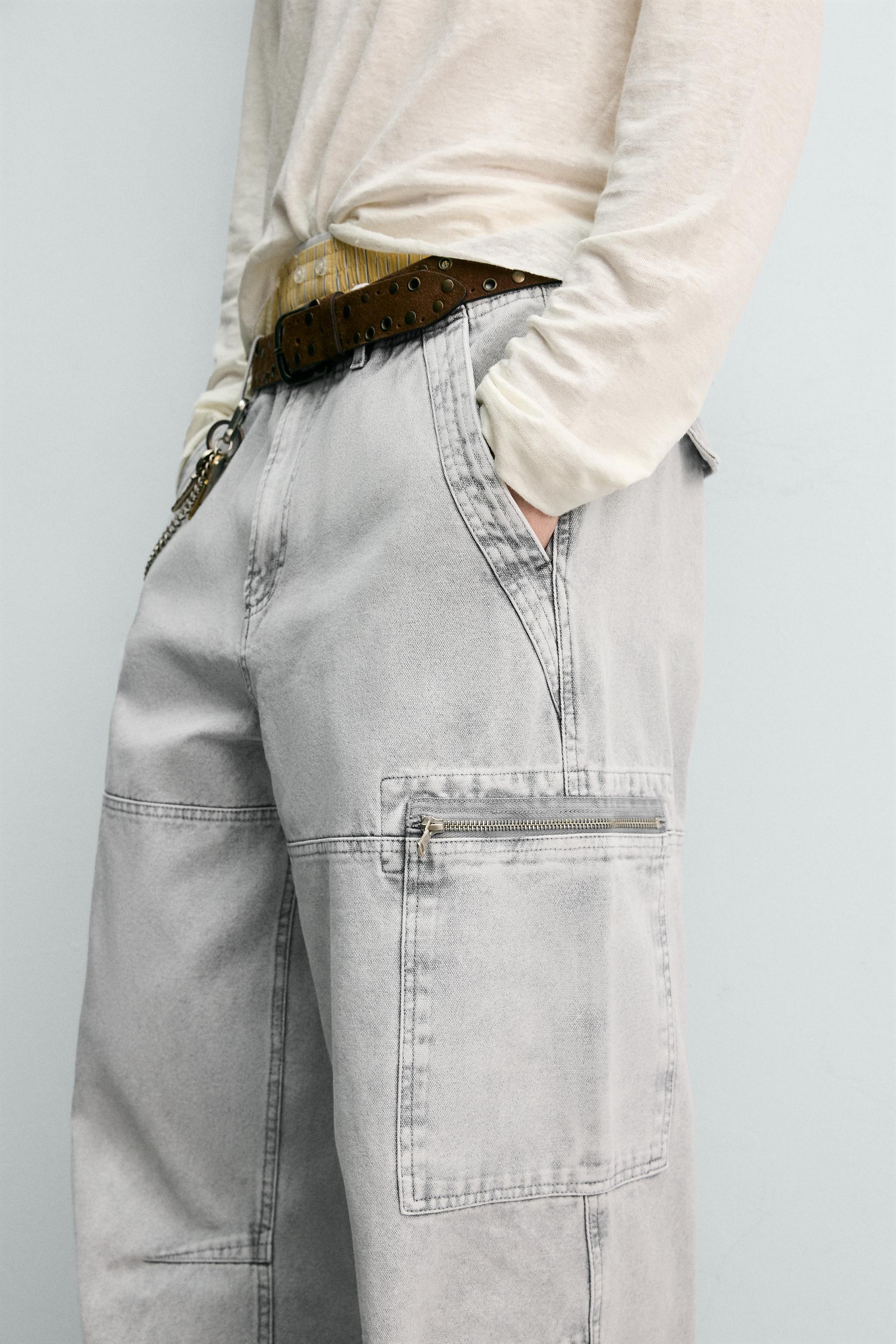ウォッシュドパラシュートカーゴパンツ - ライトグレー | ZARA Japan