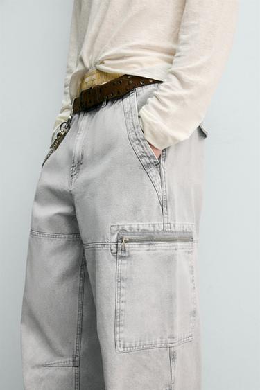 WASHED PARACHUTE CARGO TROUSERS - Light grey by Zara - Image 4