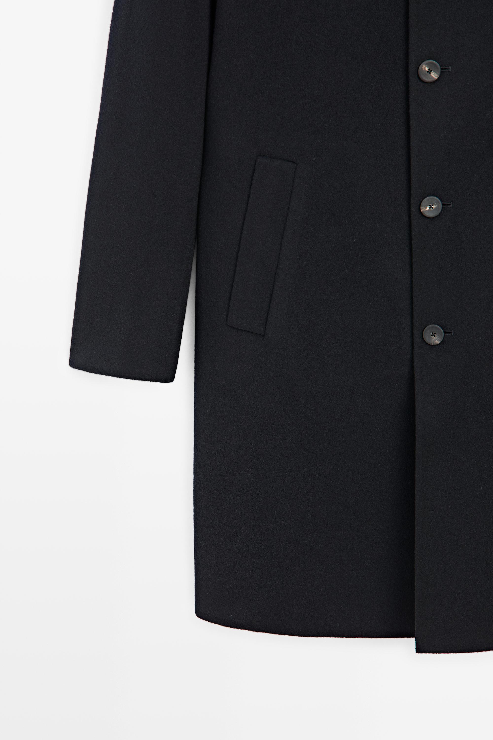 Manteau long en tissu double, laine et daim