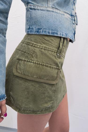 FALDA PANTALÓN BOLSILLOS - Khaki oscuro de Zara