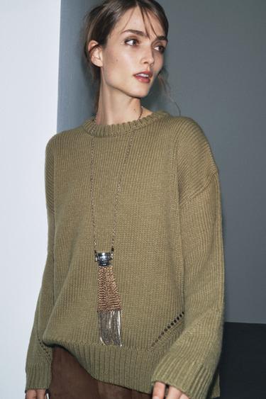 STRAIGHT KNIT JUMPER - Mid-green by Zara