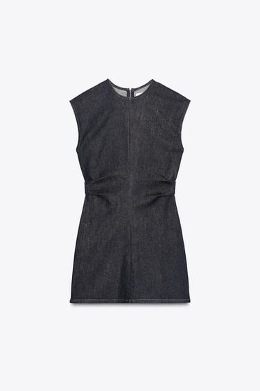 TRF DRAPED DENIM SHORT DRESS - Navy blue by Zara - Image 4