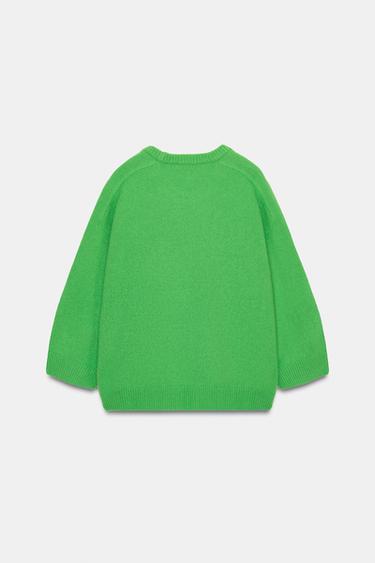 100% WOOL HAMMER SLEEVE JUMPER - Apple green by Zara - Image 4