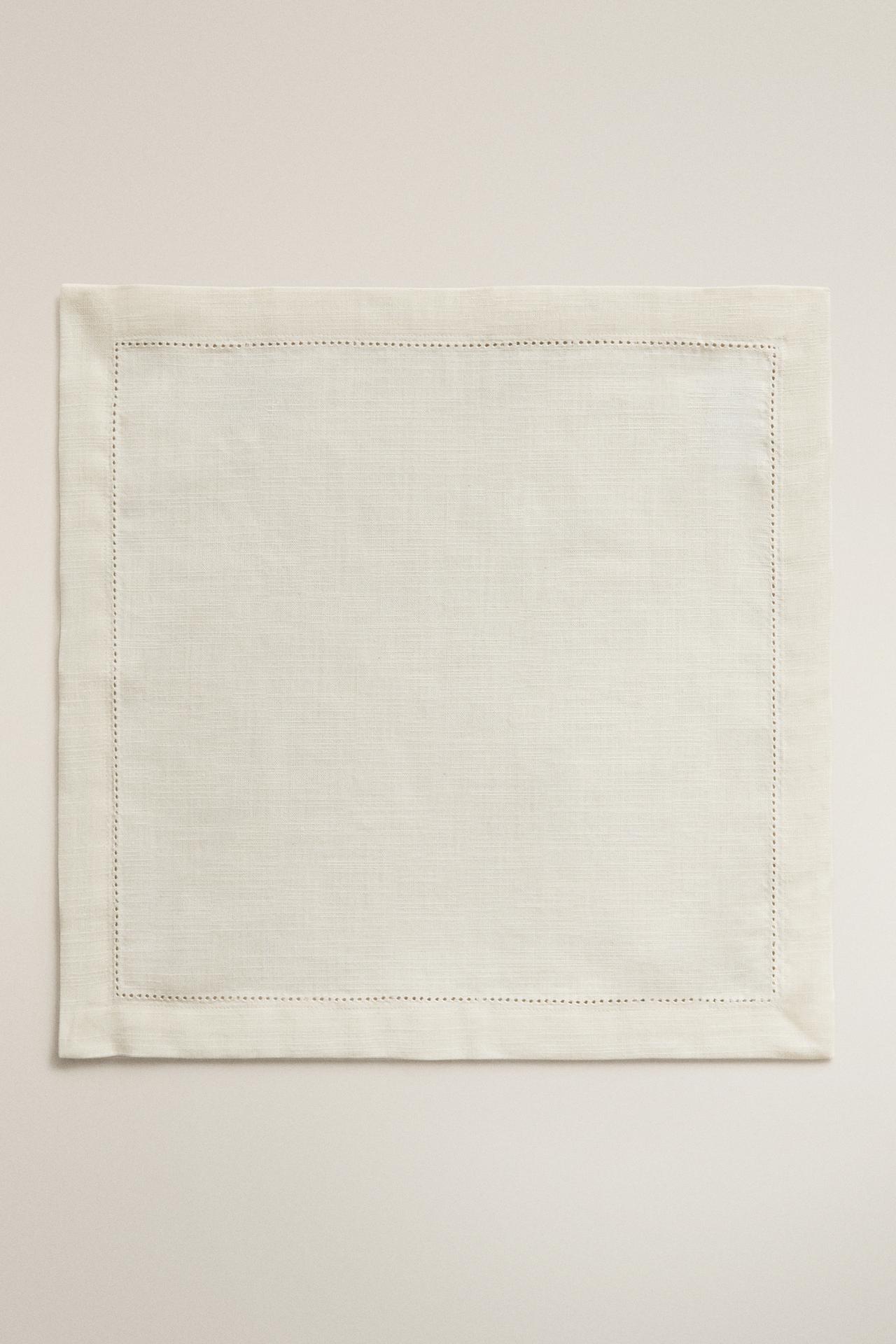 HEMSTITCHED COTTON NAPKIN — White