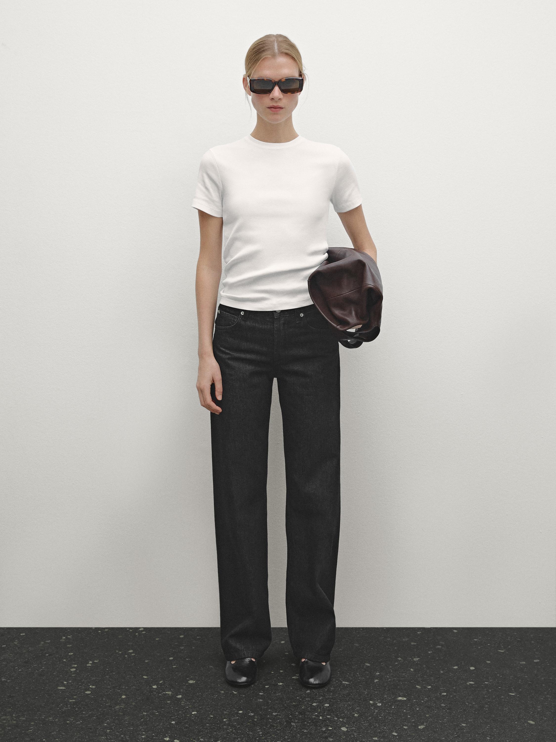 100% cotton ribbed short sleeve T-shirt - White | ZARA 100% cotton ribbed short sleeve T-shirt - White | ZARA