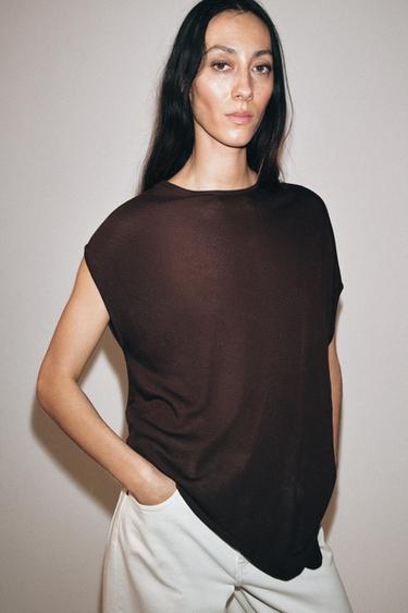 ASYMMETRIC KNIT JUMPER - Brown by Zara