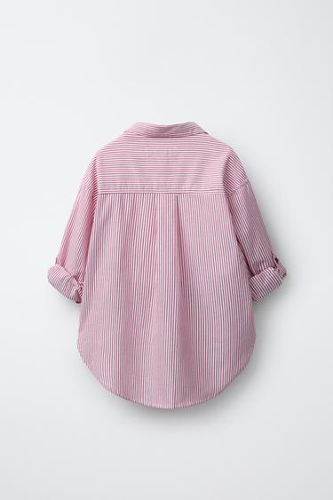 PACK CHEMISE À RAYURES AVEC T-SHIRT EN CÔTELÉ À COL CONTRASTE - Rouge de Zara - Image 3