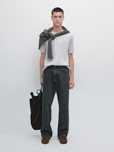 Camiseta manga corta 100% algodón - Gris vigoré de Zara