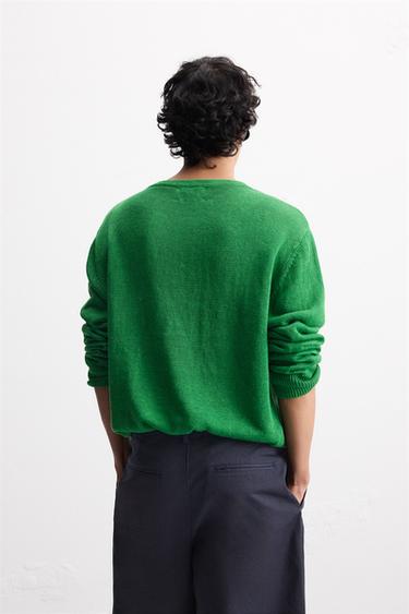 PULL 100 % LIN - Vert émeraude de Zara - Image 2