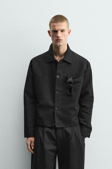 CAMISA AMPLA RELAX FIT BOLSOS - Preto da Zara
