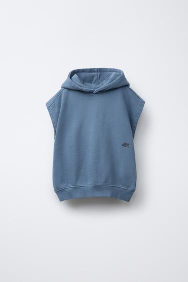 CHALECO CAPUCHA LOGO - Azul de Zara