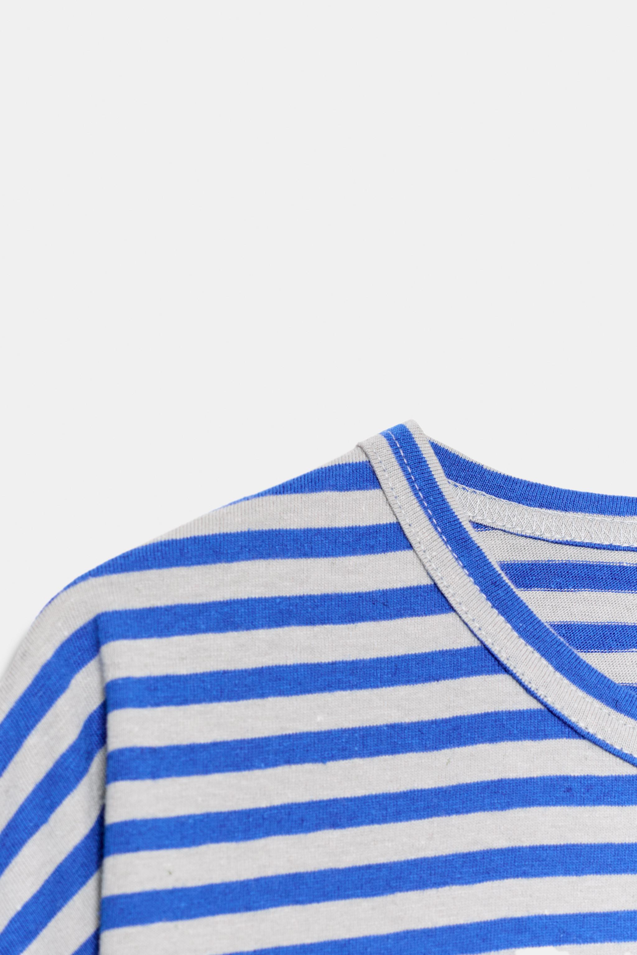 T-SHIRT À RAYURES EN COTON ET LIN