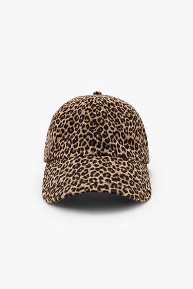 Zara ANIMAL PRINT TWILL CAP - Leopard