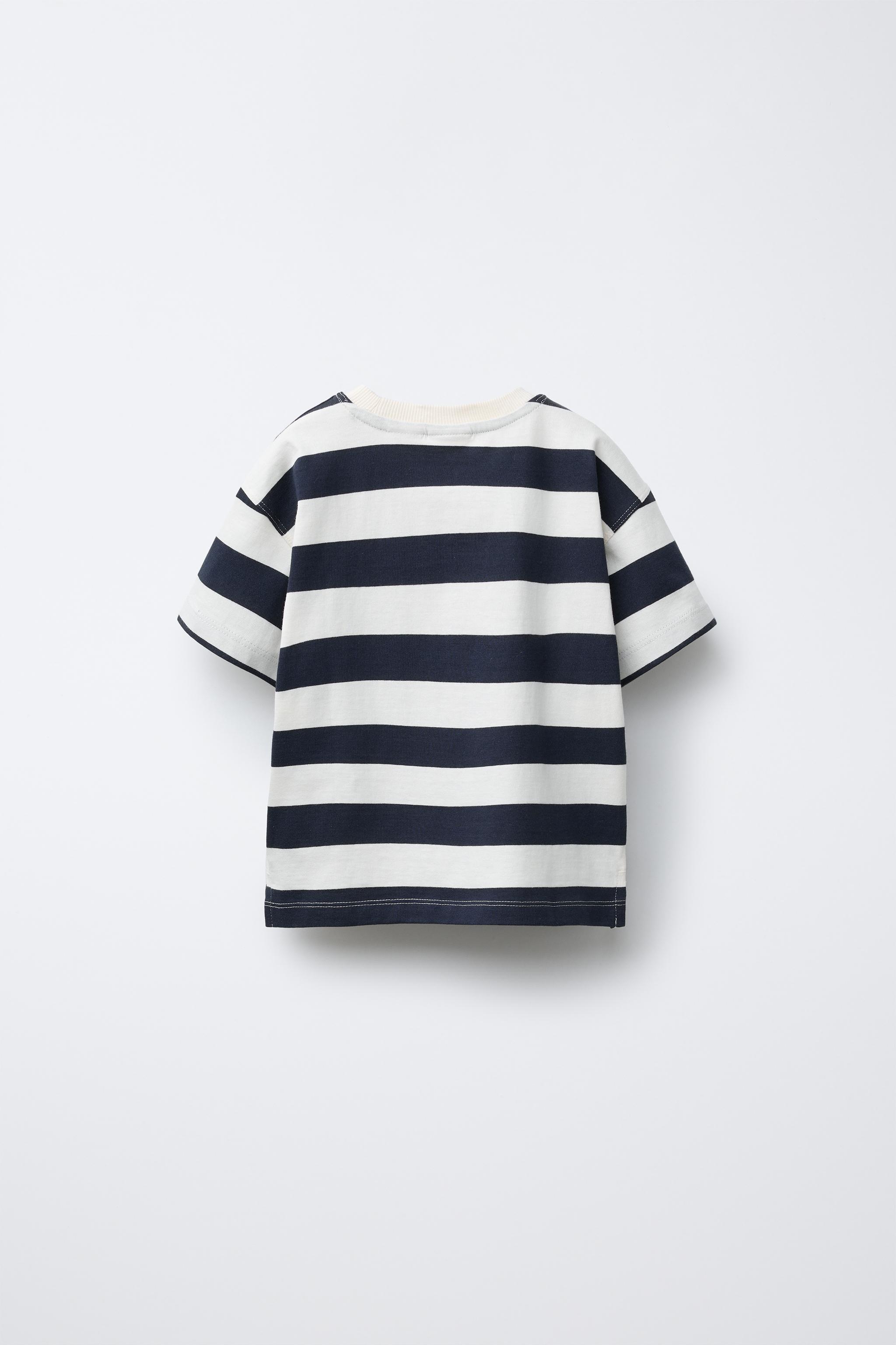 ストライプ柄Tシャツ - ネイビーブルー | ZARA Japan / 日本