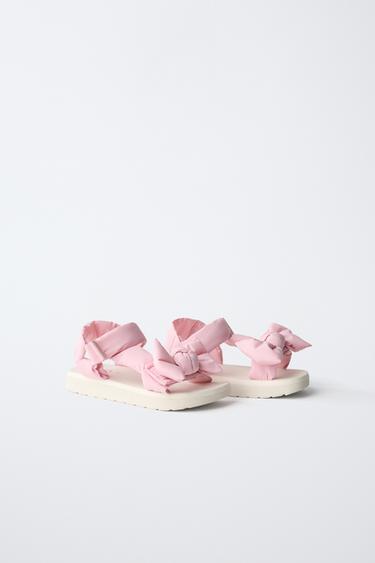 SANDALES MATELASSÉES AVEC NŒUD - Rose de Zara - Image 1