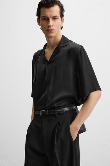 CHEMISE RELAXED FIT SATINÉE - Noir de Zara - Image 4