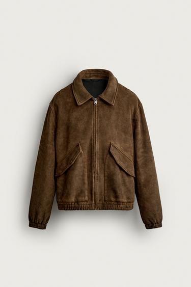 CAZADORA EFECTO ANTE LAVADA - Marrón de Zara