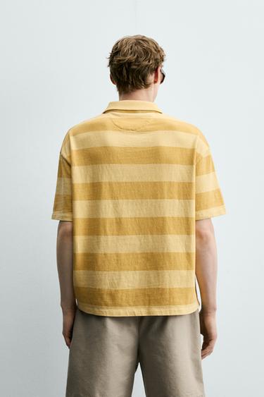 RELAXED FIT STRIPED POLO SHIRT - Yellow by Zara - Image 2