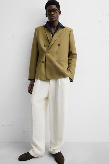 BLAZER COSTUME LYOCELL - LIN - Vert olive de Zara