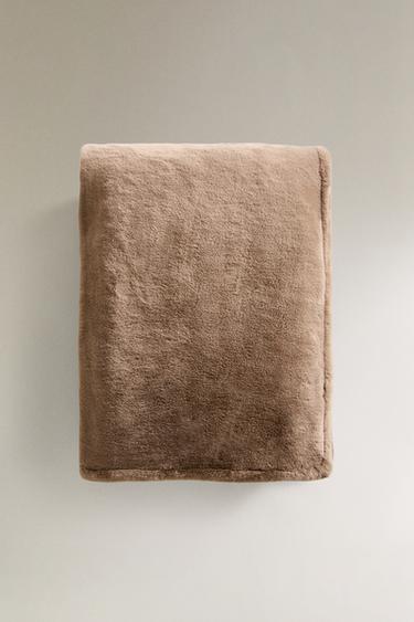 MANTA DE PELO DUPLA FACE - Marrom / Toupeira da Zara