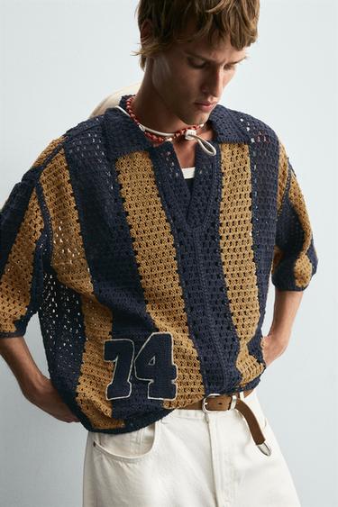 CROCHET PATCH SHIRT - Navy blue by Zara - Image 5