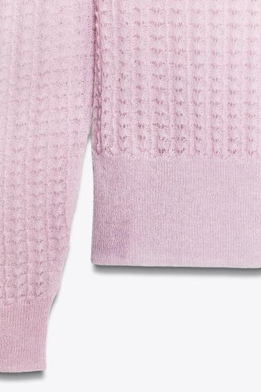 POINTELLE KNIT WOOL AND ALPACA JUMPER - Pink by Zara - Image 6