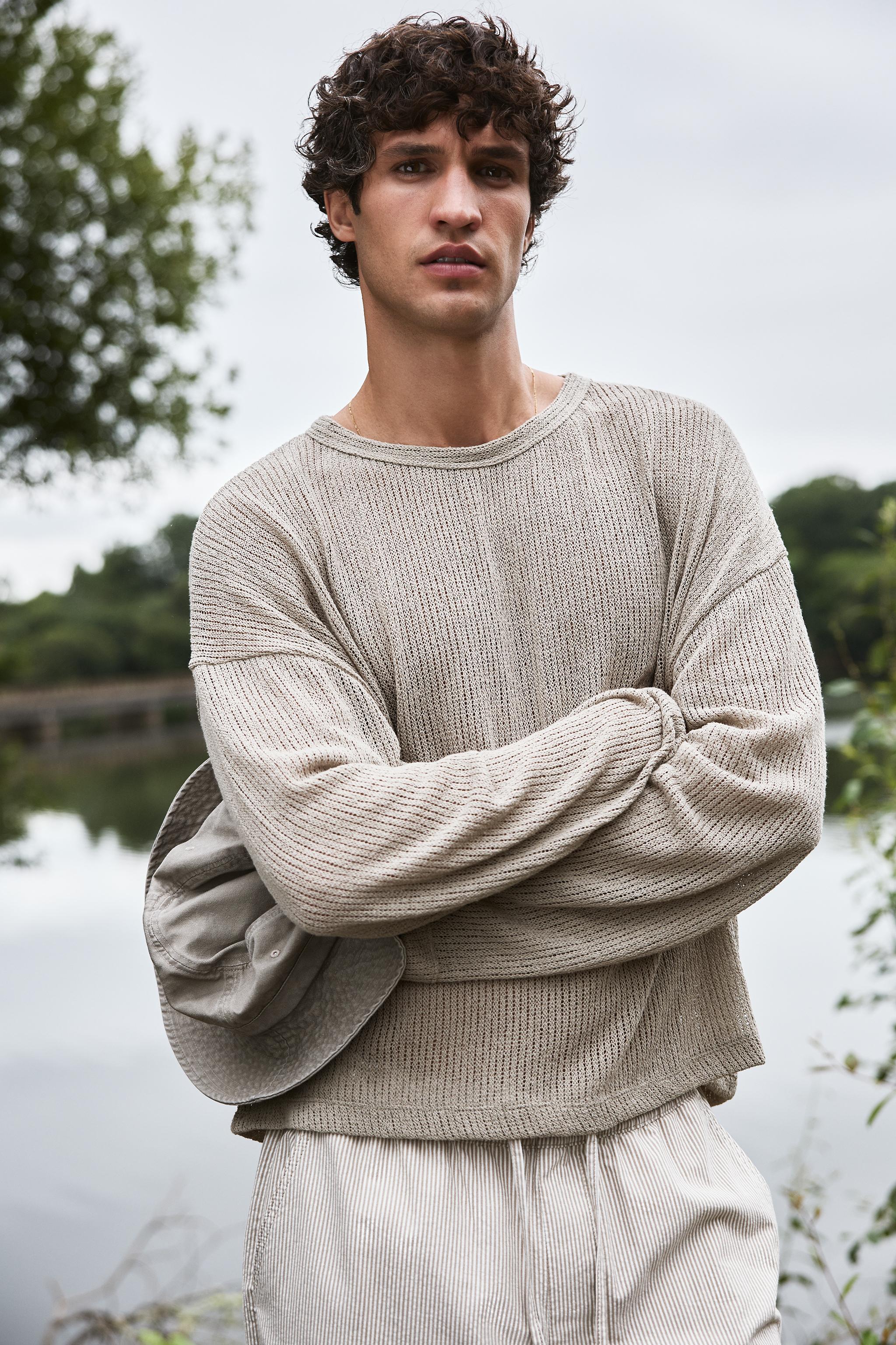 ★ドイツ発*ZARA*新作*リネンコットンTシャツ/BROWN★ コットンリネン Tシャツ - ブラウン | ZARA Japan / 日本
