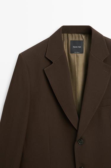 Fluid wool blend total look blazer — Dark brown 2