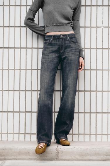 TRF STRAIGHT LOW-RISE JEANS - Navy blue by Zara