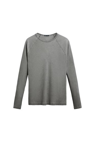 VINTAGE-EFFECT RIBBED T-SHIRT