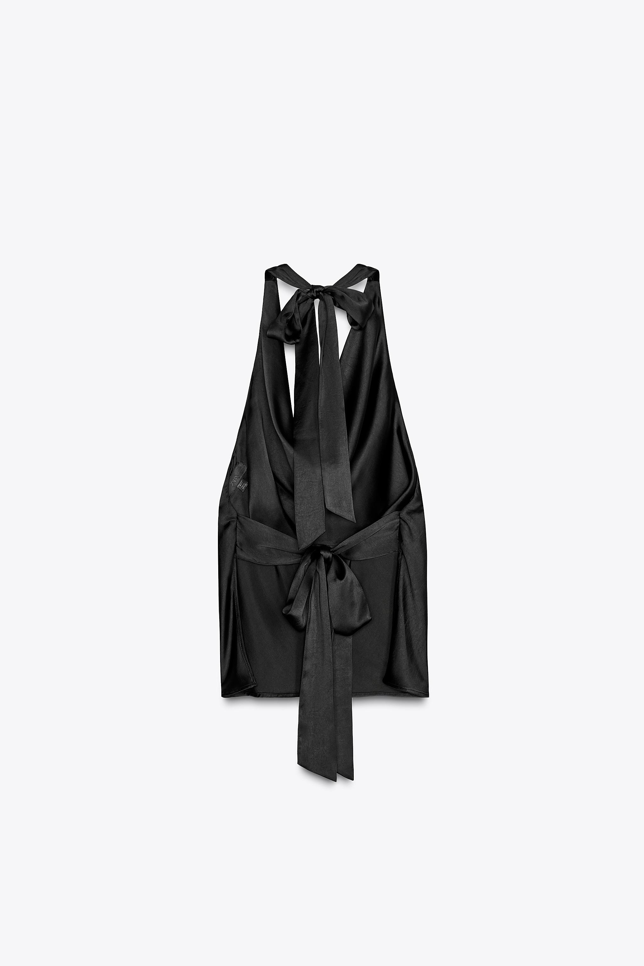 ZARA サテンホルターネックトップス 3203/748 ZARA】サテンホルターネックトップス パープル | 3203/748/611