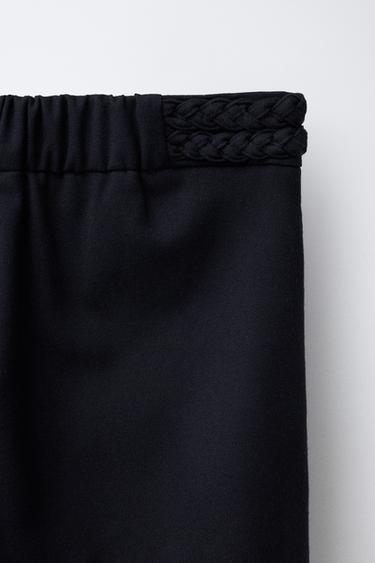 WIDE-LEG TROUSERS WITH BRAIDED DETAIL - Navy blue by Zara - Image 3