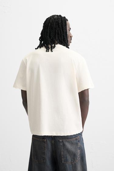 IRREGULAR TEXTURE T-SHIRT - Oyster-white by Zara - Image 2