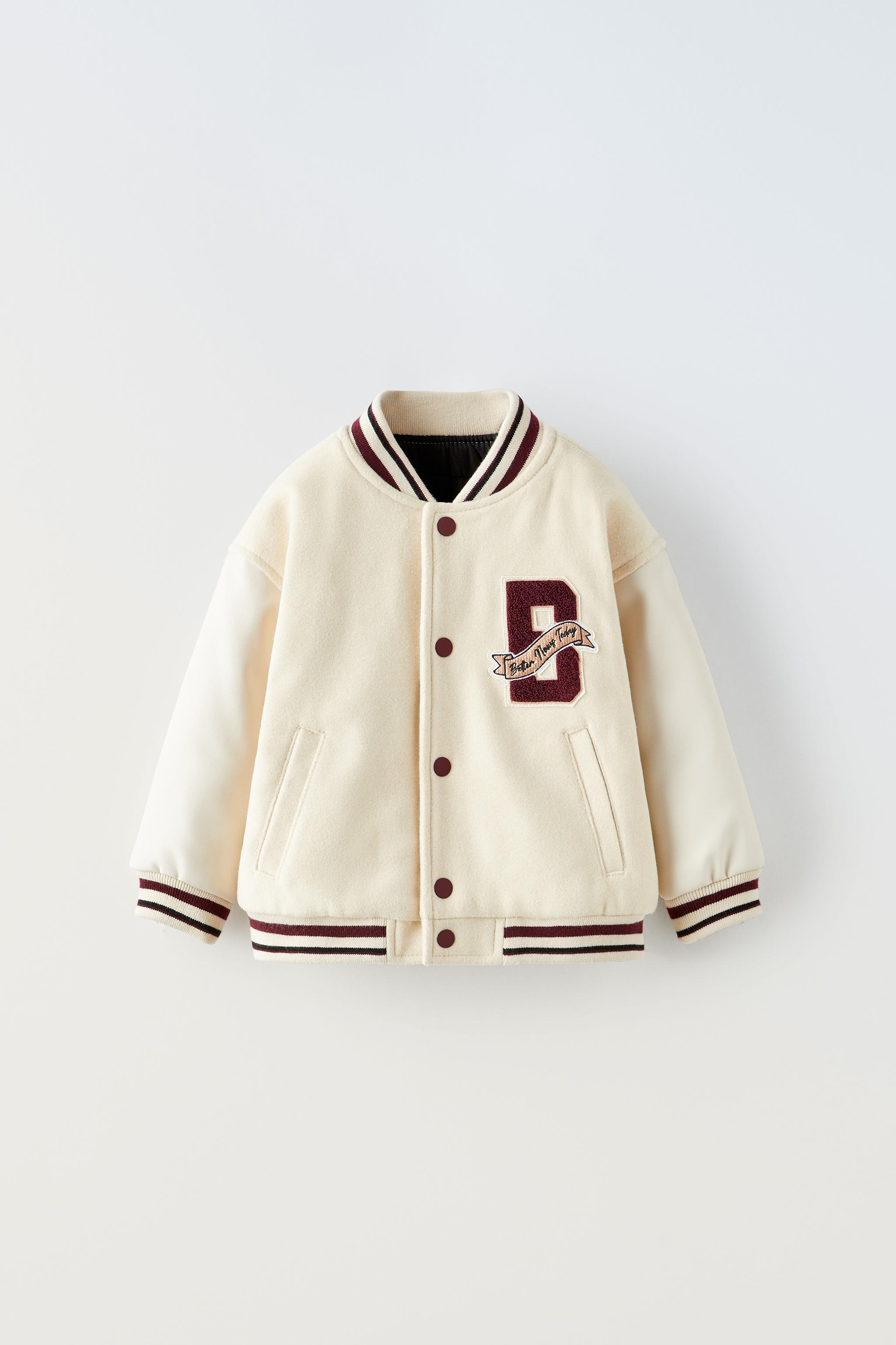 CONTRASTING VARSITY BOMBER - Ecru | ZARA United States