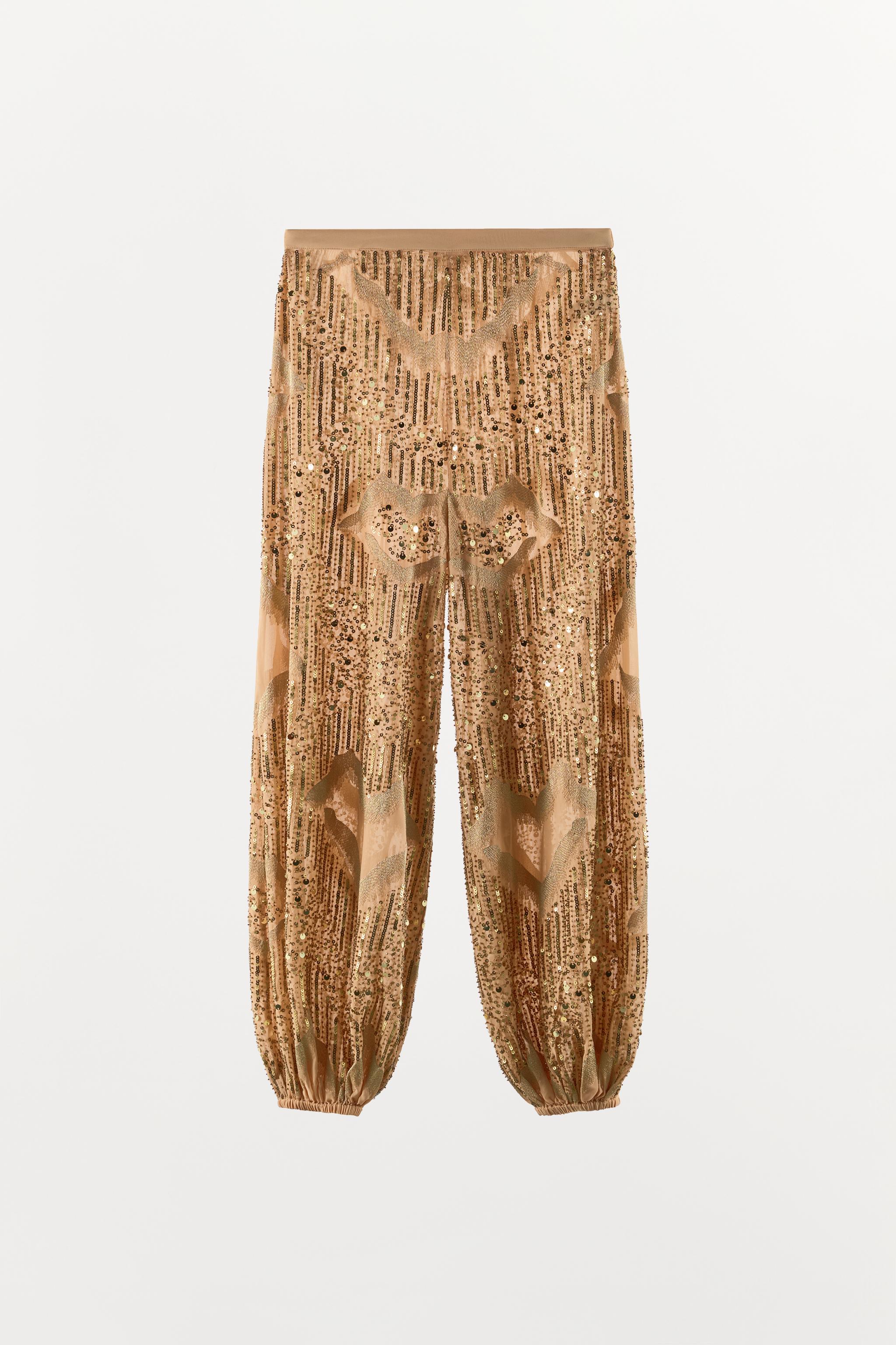 BEADED AND SEQUIN BALLOON PANTS