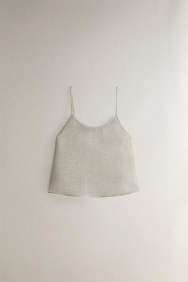 LINEN TOP - Ecru by Zara