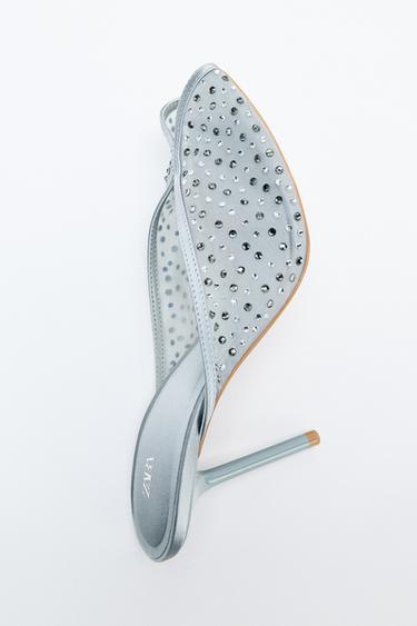 MESH HEEL SANDALS WITH SHINY DETAIL - Blue by Zara