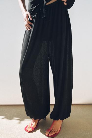 Zara FLOWY BALLOON PANTS - Black
