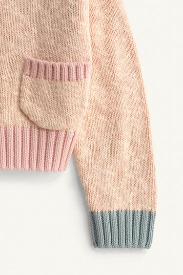 COLOUR BLOCK CARDIGAN WITH EMBROIDERED FLOWER LIMITED EDITION - dark tangerine by Zara - Image 9