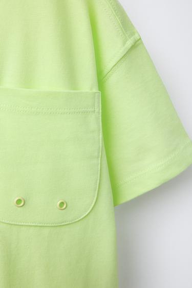 PLAIN T-SHIRT WITH POCKET - Green by Zara - Image 3