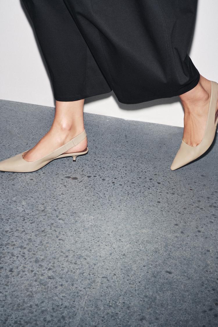 KITTEN HEEL SLINGBACK SHOES Taupe Gray ZARA United States